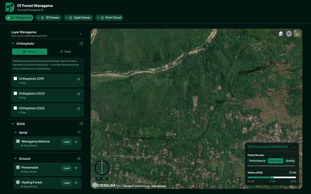 Penampil geospasial 3D DT Forest Wanagama